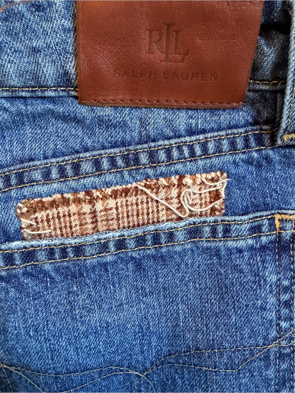 Unique Lauren Ralph Lauren Patchwork Denim Med Wash Size 4. Very GUC - Picture 4 of 7